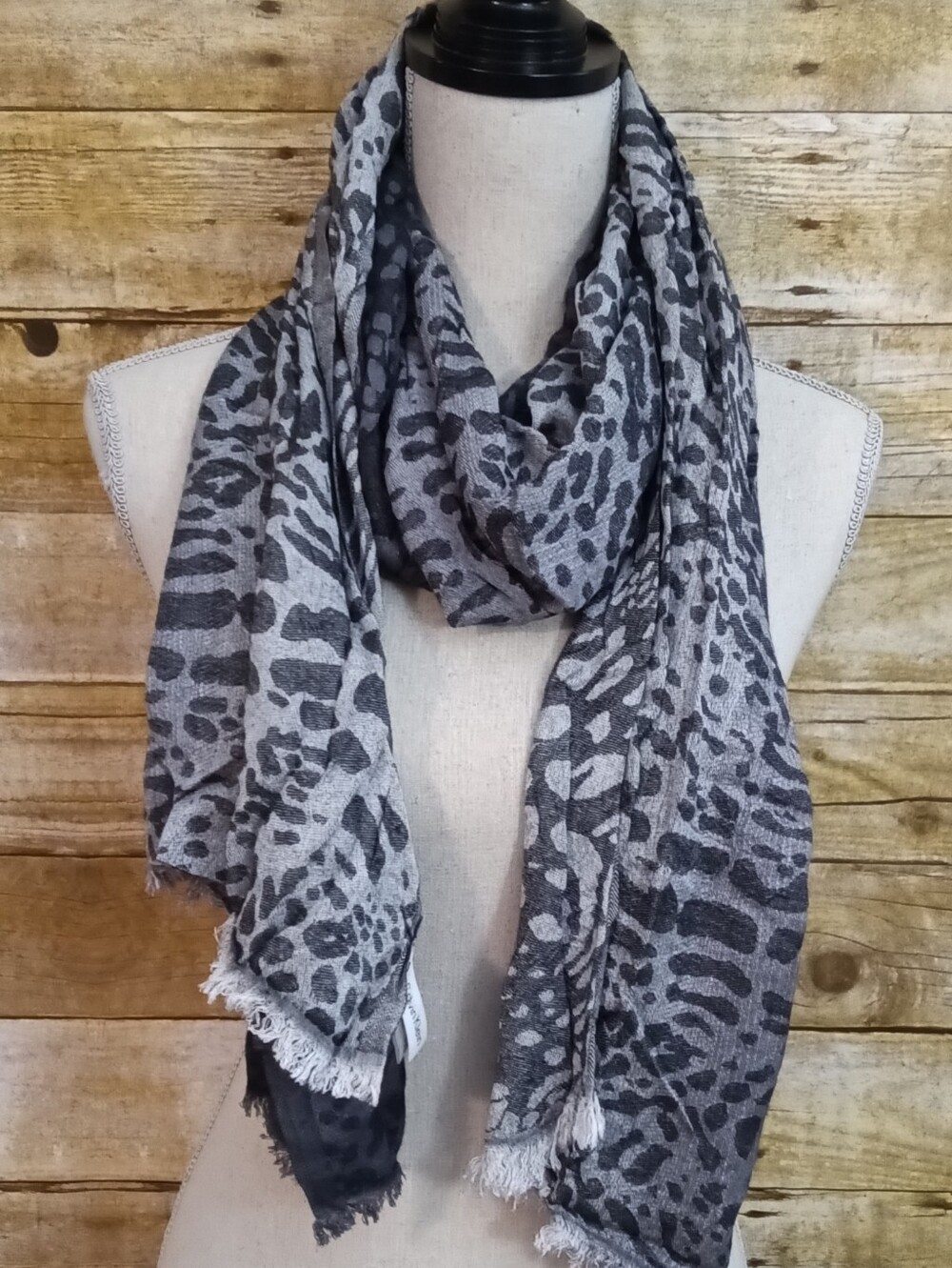 Calvin Klein Gray Animal Print Scarf